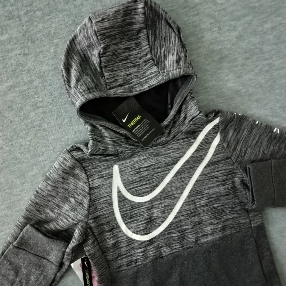 Nike Girls Therma Dri-FIT Training Hoodie Gray Space Dye Pullover Size M NEW
